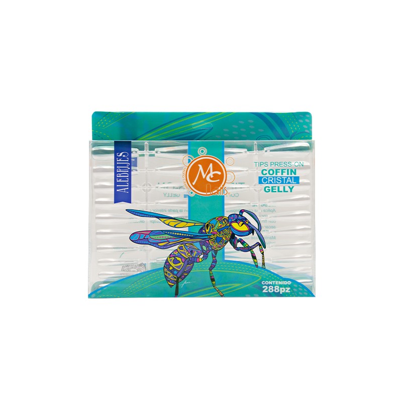 Tips Press On Coffin Cristal GELLY 288 Pz